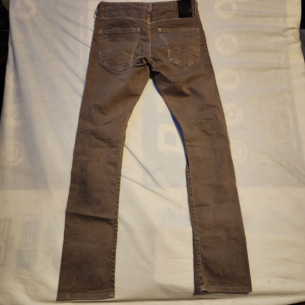 Replay Waitom Regular Slim Fit Jeans Taupe Brown Button Fly Mens 30x34 M983J - Picture 5 of 7